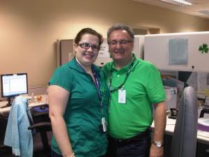 Me and my Irish boss decked out in green!